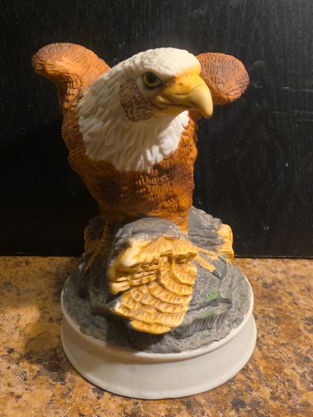 Hand-Painted Eagle Bird Toy Figurine in Brown & White